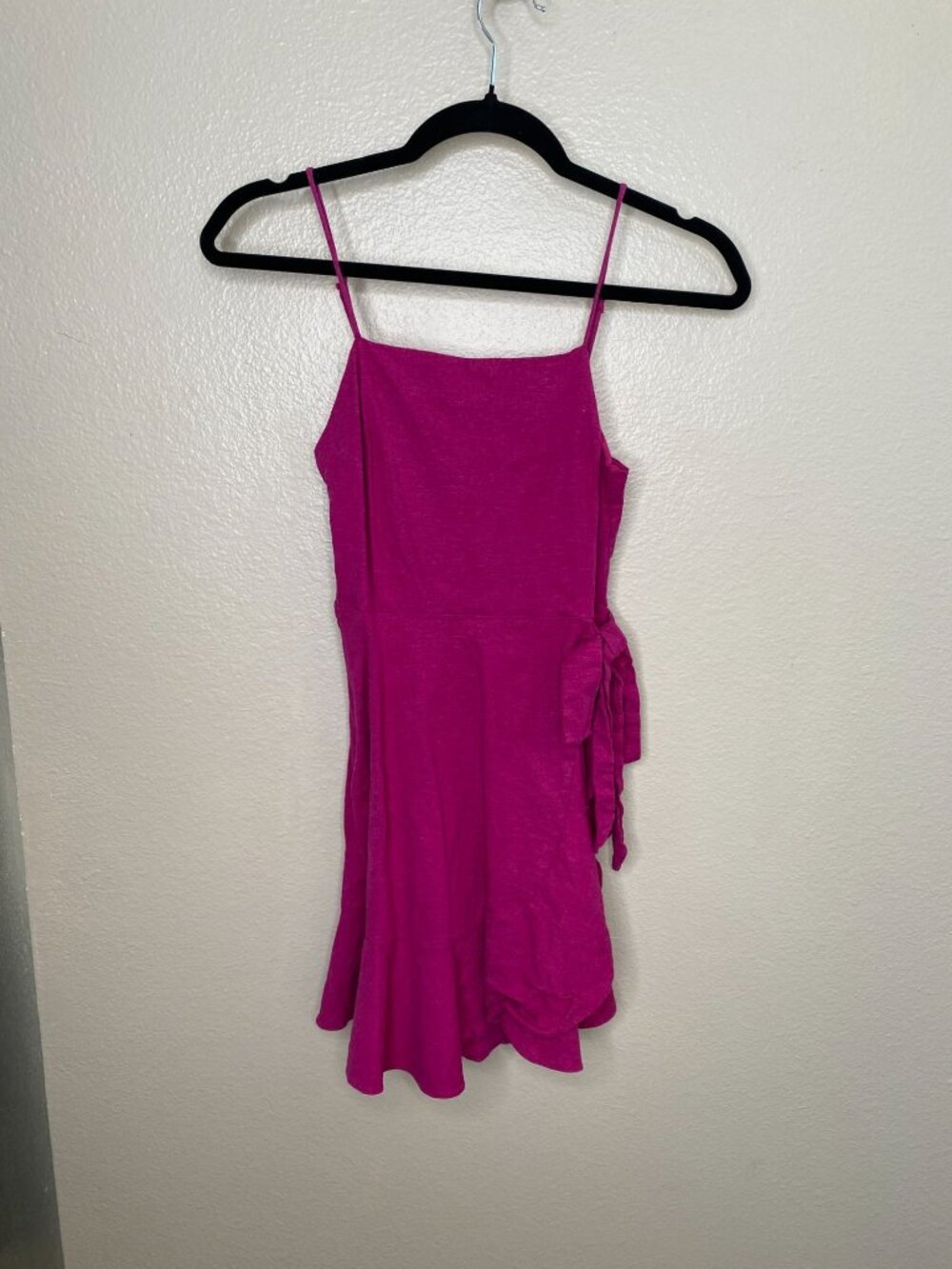 Express Womens Pink Sleeveless Wrap Style Dress XXS Adjustable Strap linen